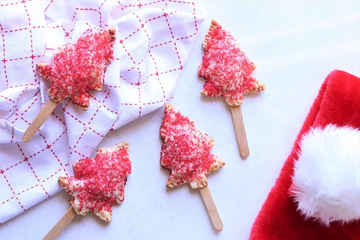 christmas tree pies on a stick, kitchen towel 