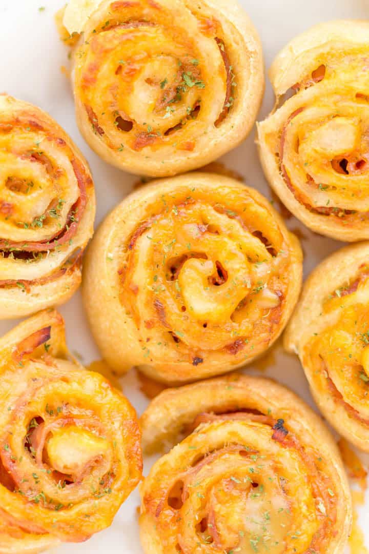 pie dough rolled like pinwheels with cheese