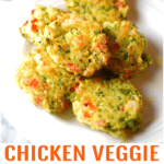 Chicken veggie patties with Chicken Veggie Patties text and Easytoddlermeals.com website