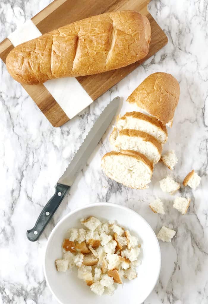 French Bread with cutting board and knife 