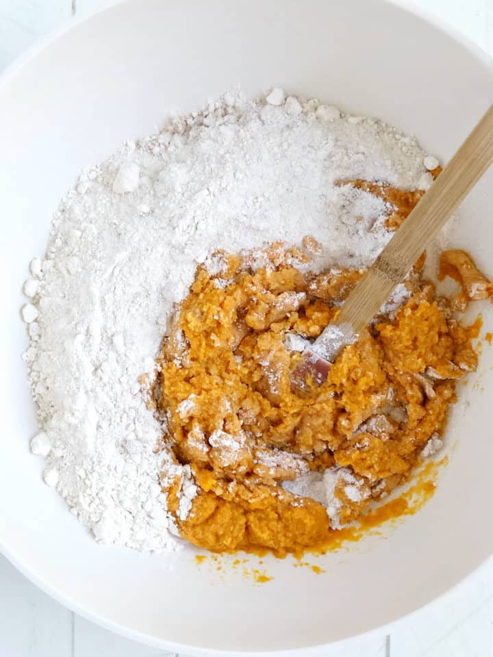 Bowl of ingredients pumpkin flour 