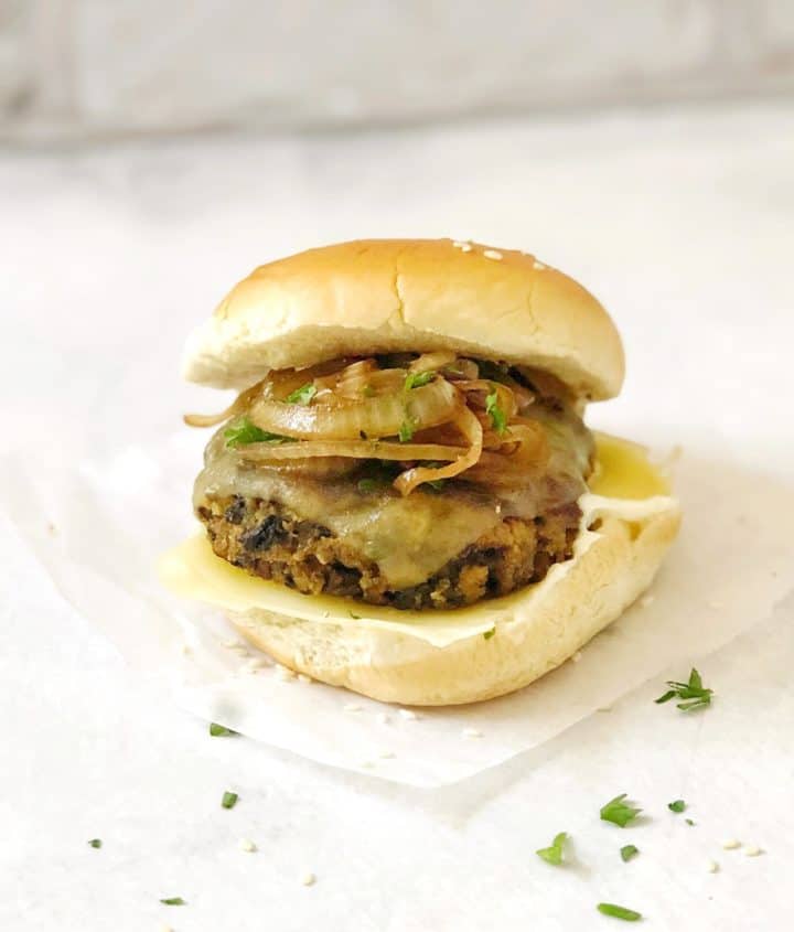 Close up of veggie burger 