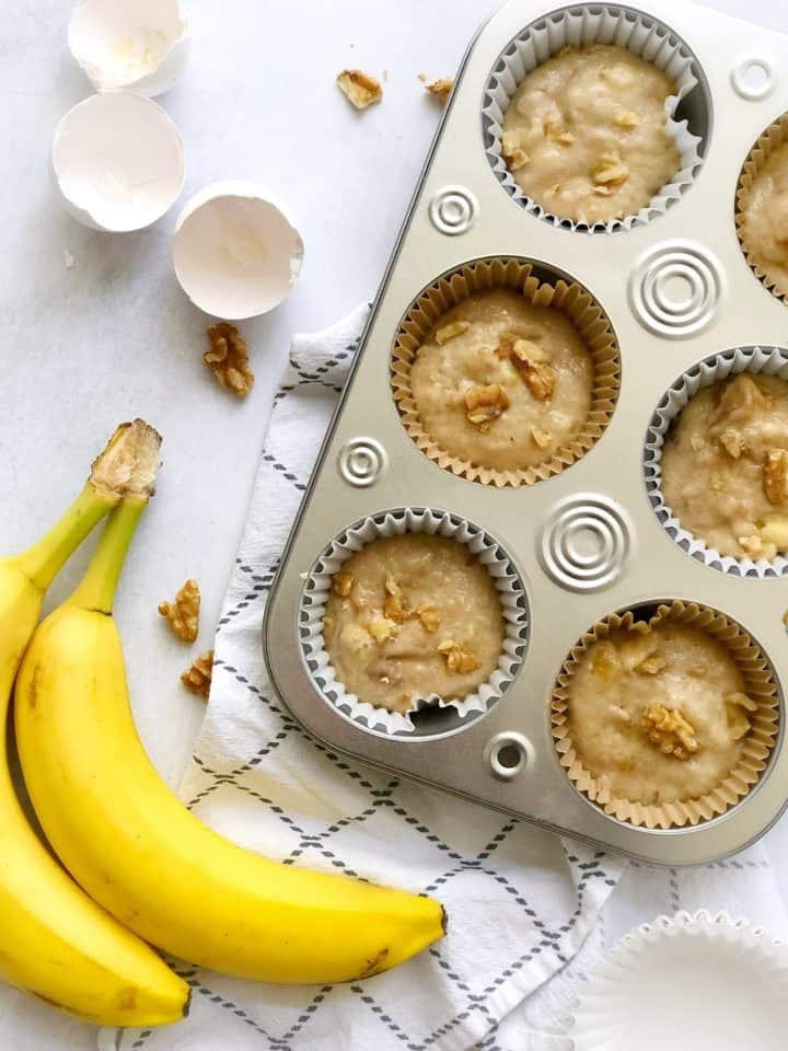 Muffin tin of filled muffins 