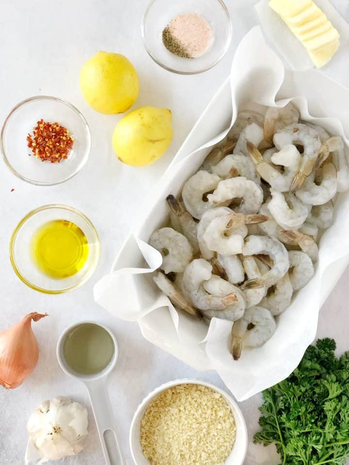 Ingredients for easy shrimp scampi