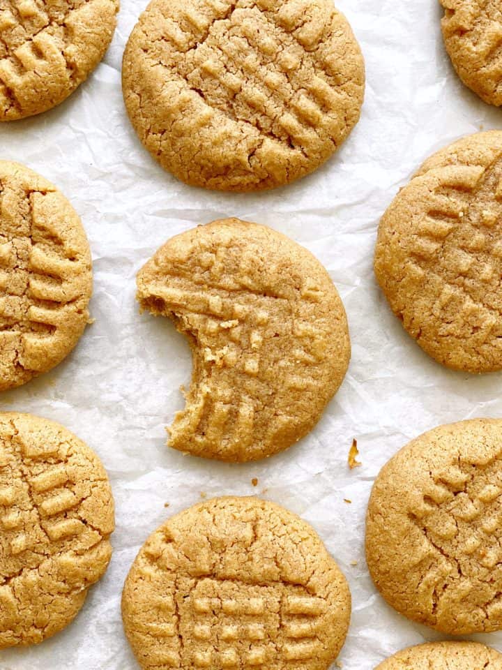 peanut butter cookies on a marble board 