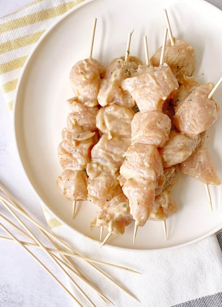 chicken on a stick with marinade 