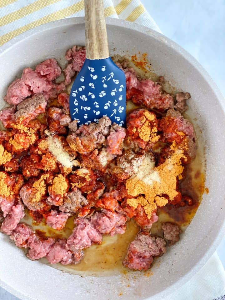 Ground beef in pan 