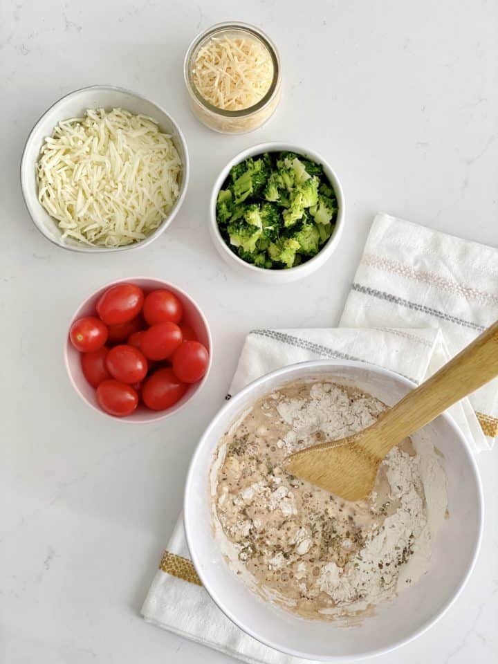 Bowl of mixed flour and other ingredients 