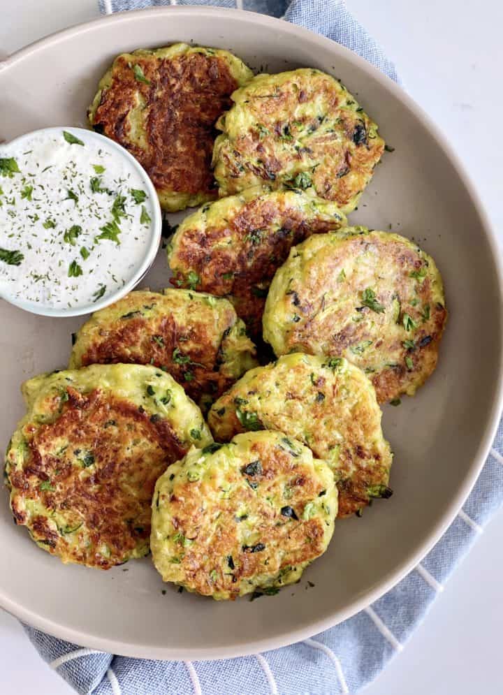 easy veggie nuggets on a plate with sour cream on side 