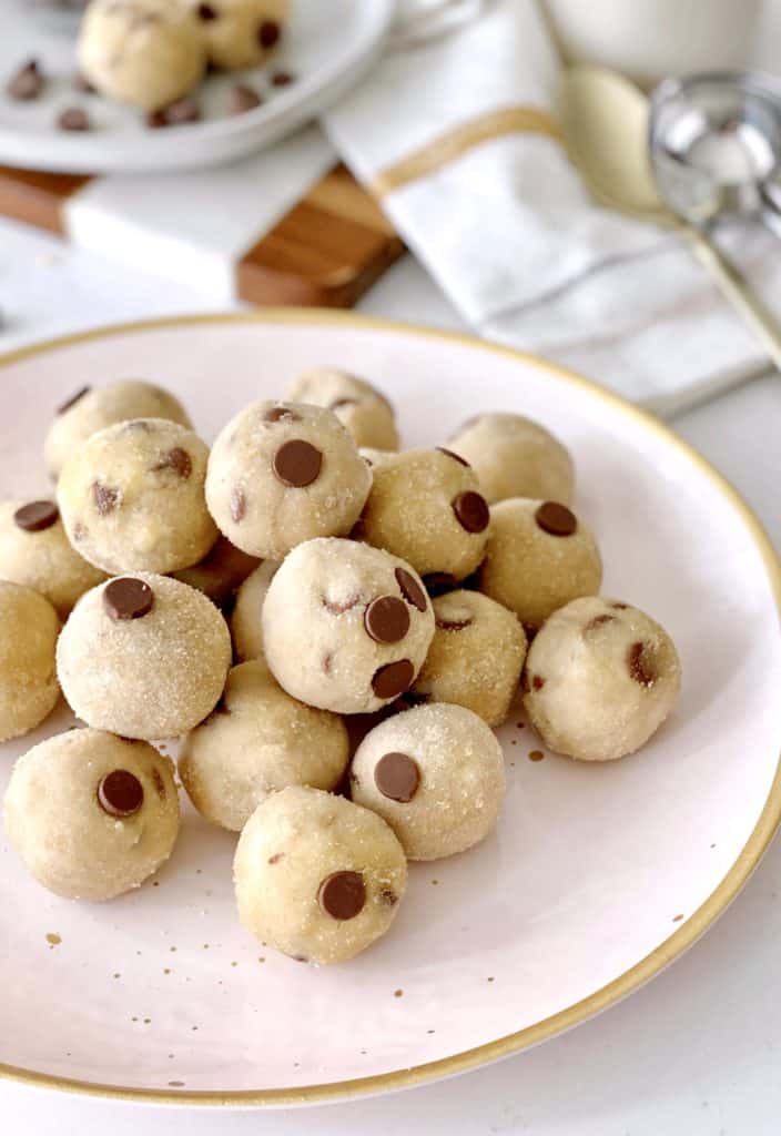 plate of cookie dough bites 