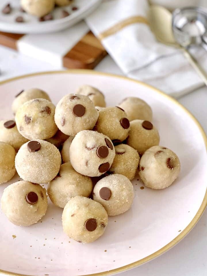 plate of cookie dough bites