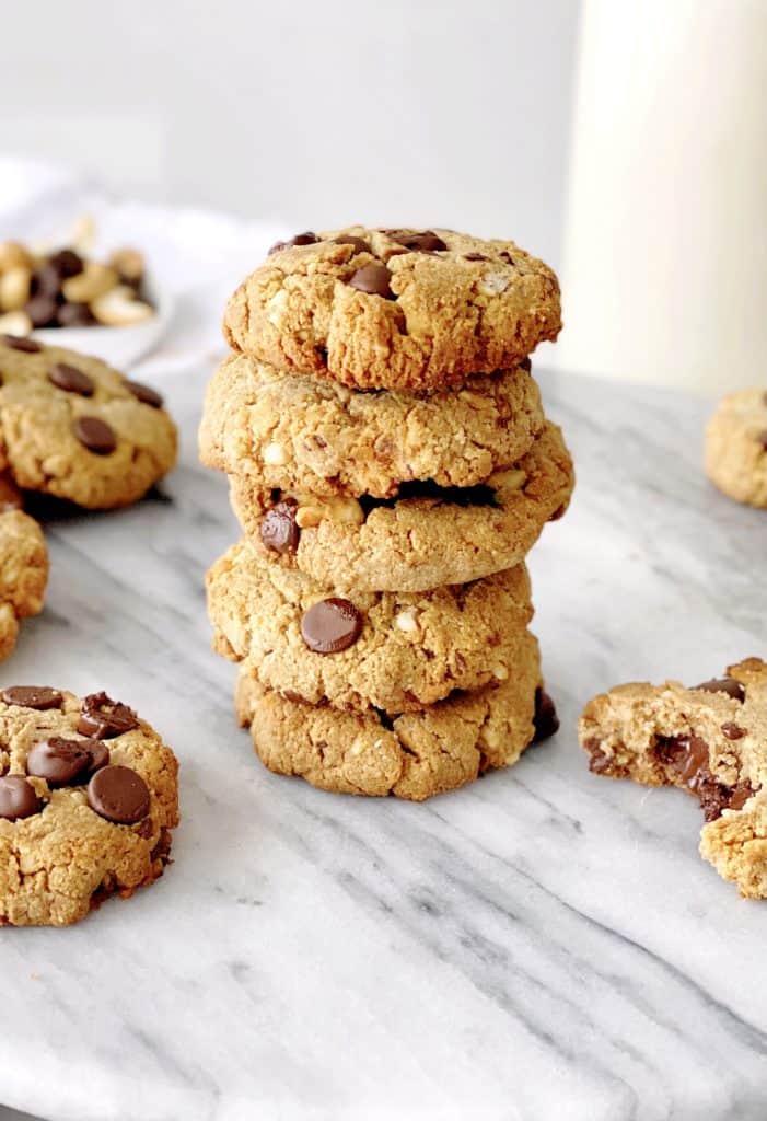 stacked chocolate chip cookies 
