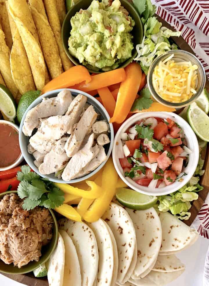 close up of mexican buffet board 