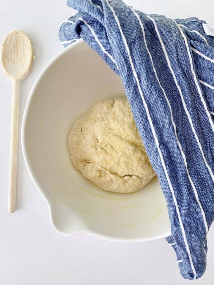 cover bowl of dough with towel 
