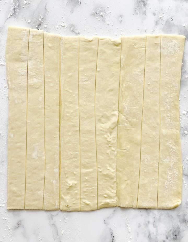 vertical cuts of puff pastry 