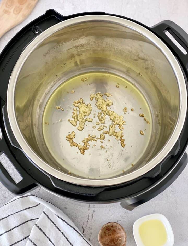 instant pot pot with oil and garlic