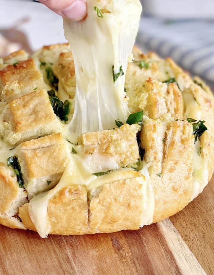 bread with cheese pull