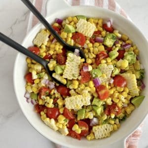 bowl of avocado corn salad