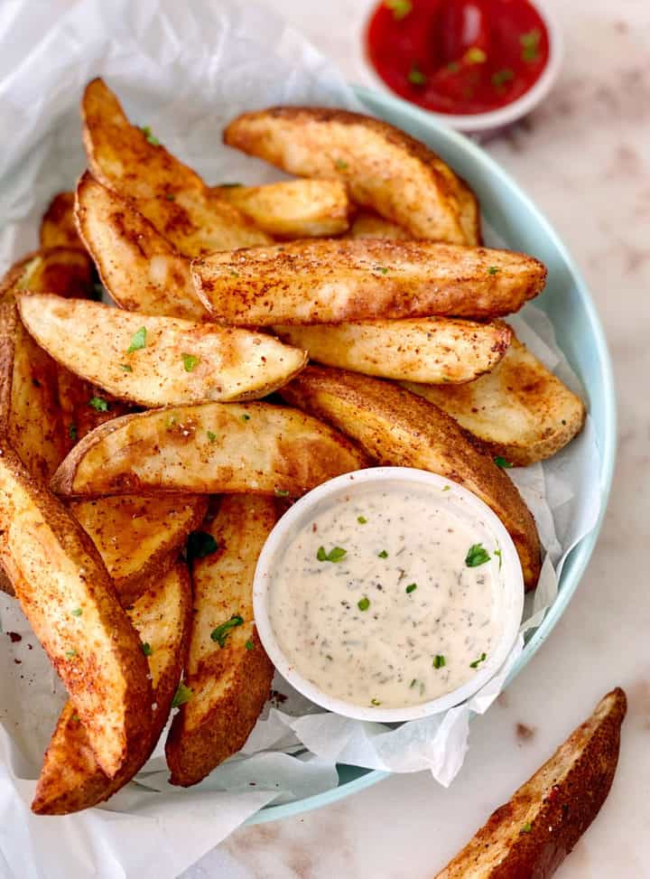 plate with potato wedges