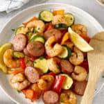 bowl of cajun shrimp and veggies