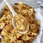 bowl of pasta chips with spoon