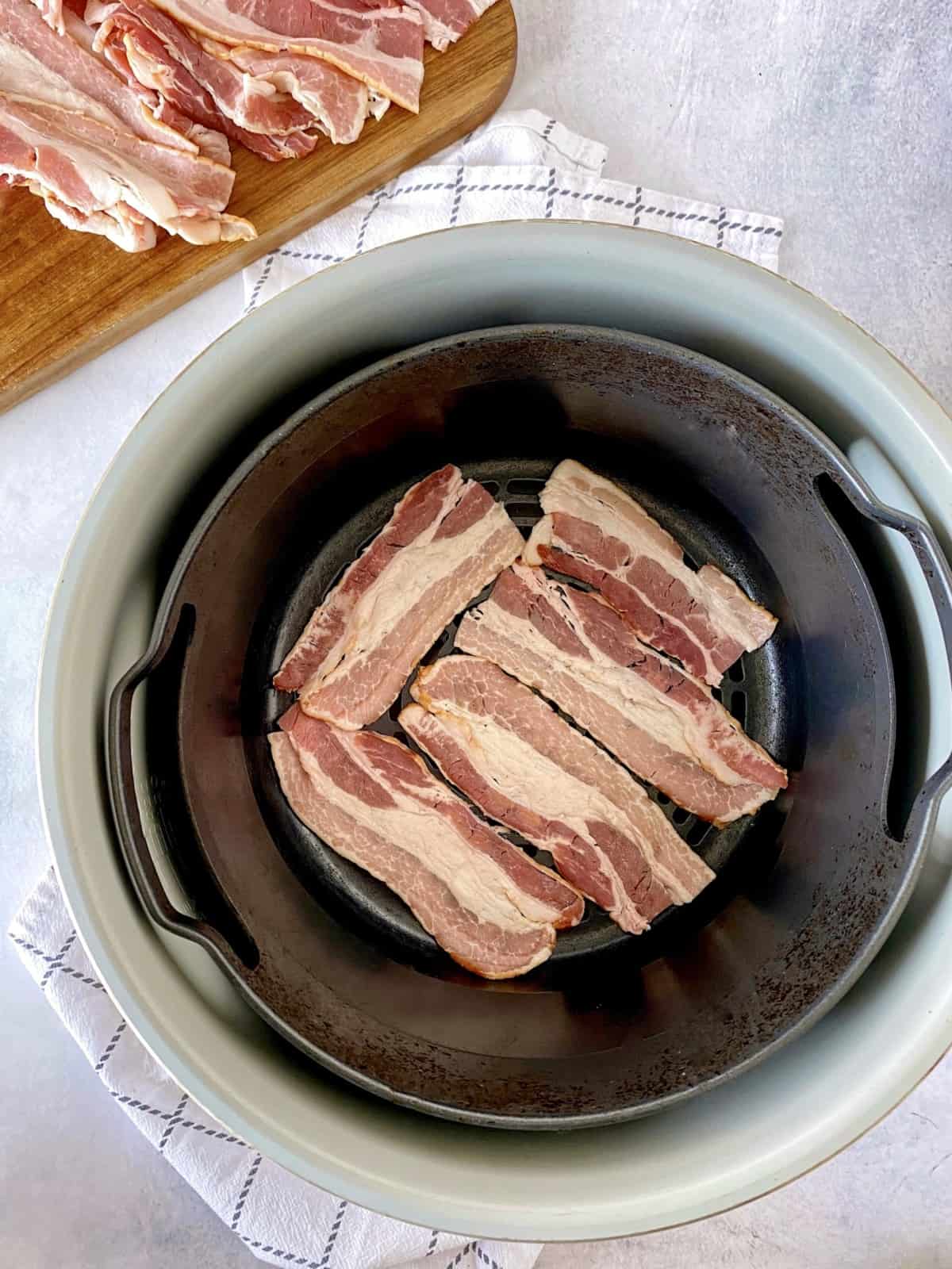 air fryer bacon in pot 