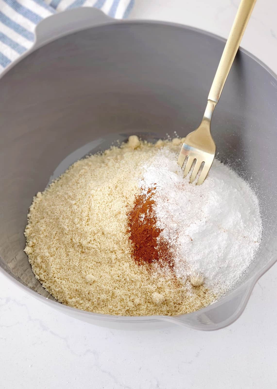 bowl of almond flour and dry ingredients 