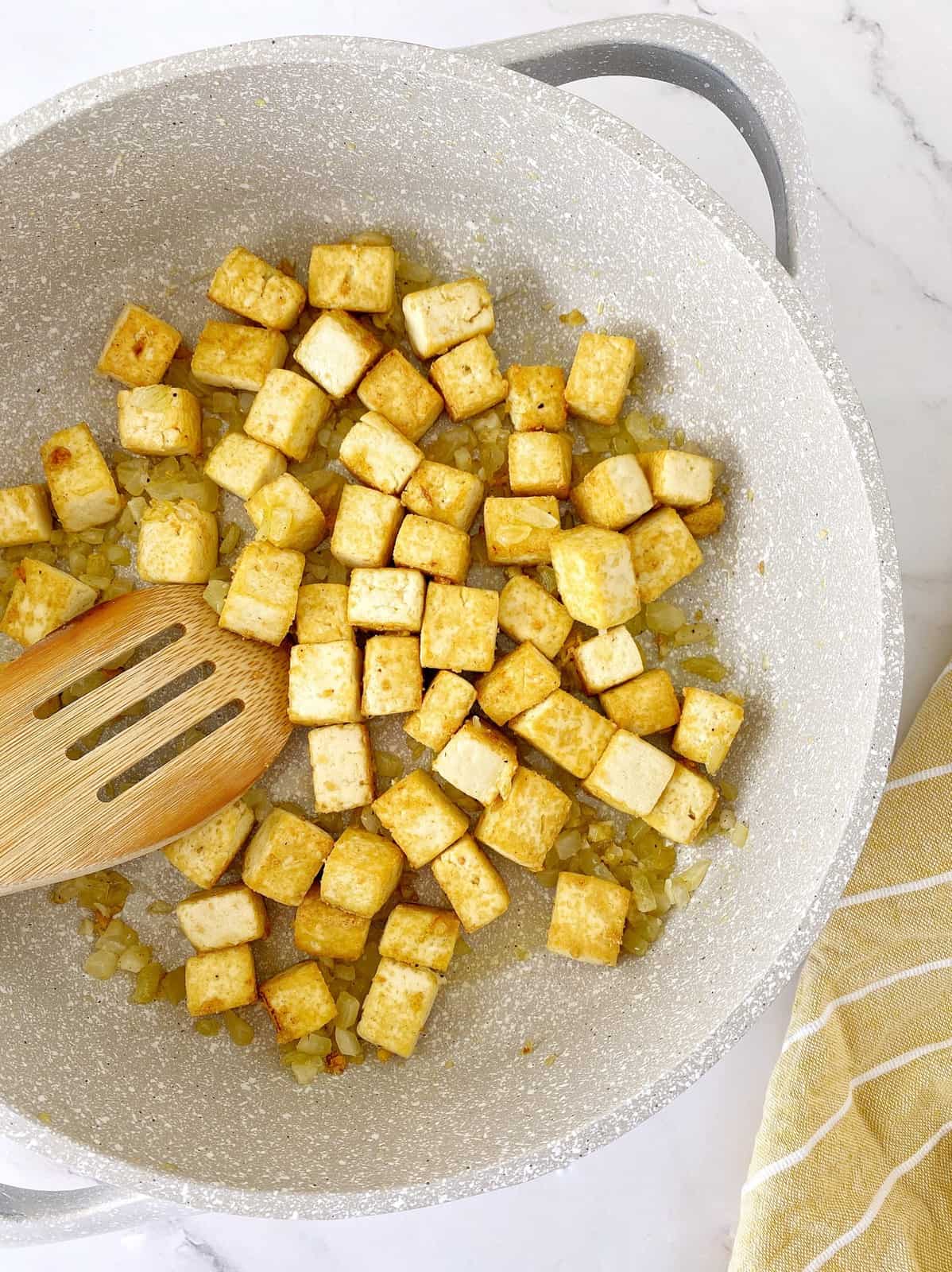 tofu in a skillet 