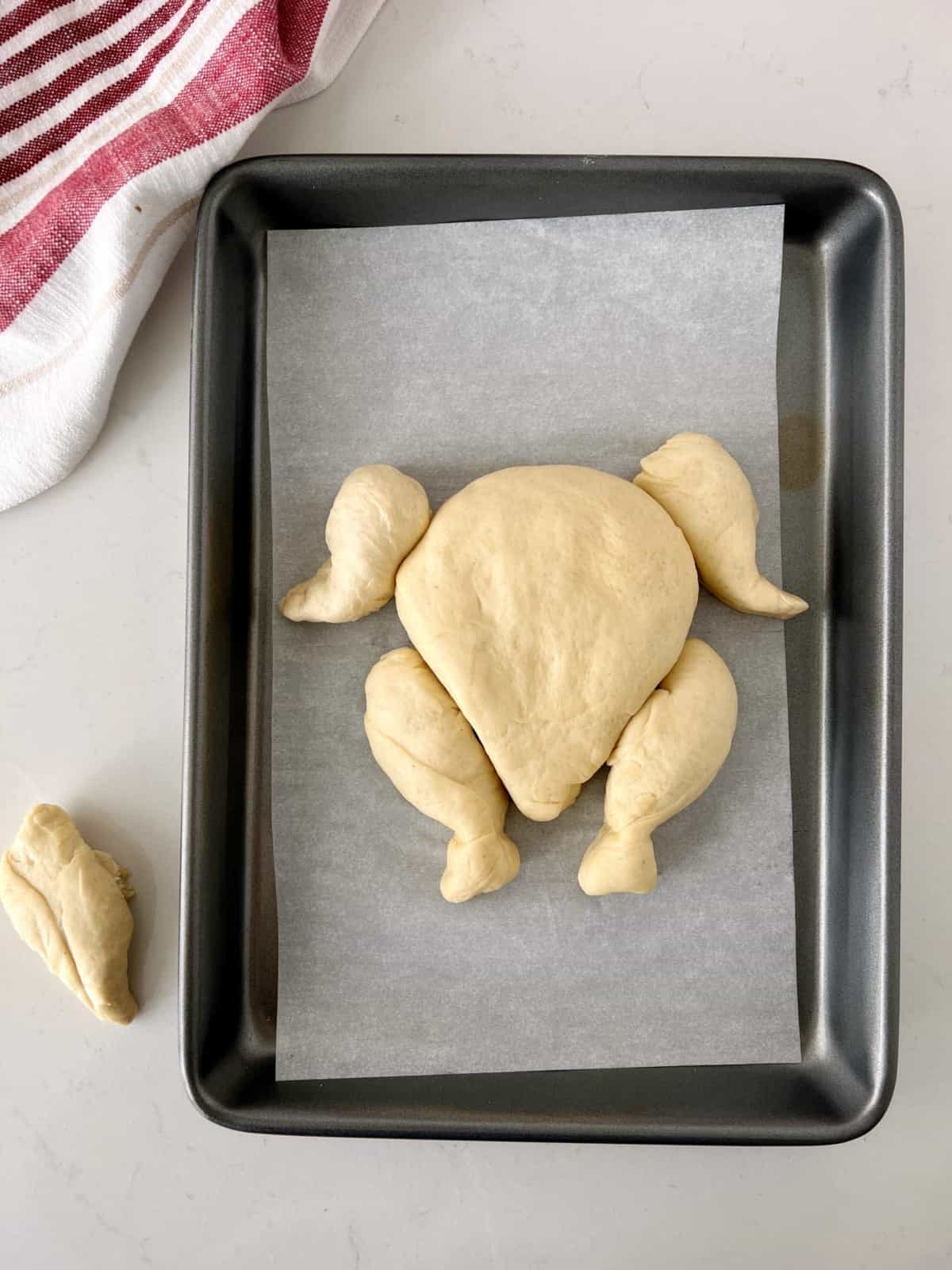 dough shaped like a turkey 