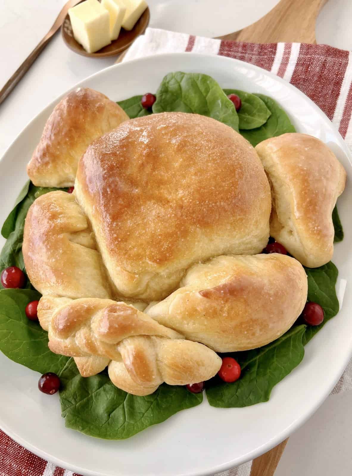 turkey bread on bed of spinach 