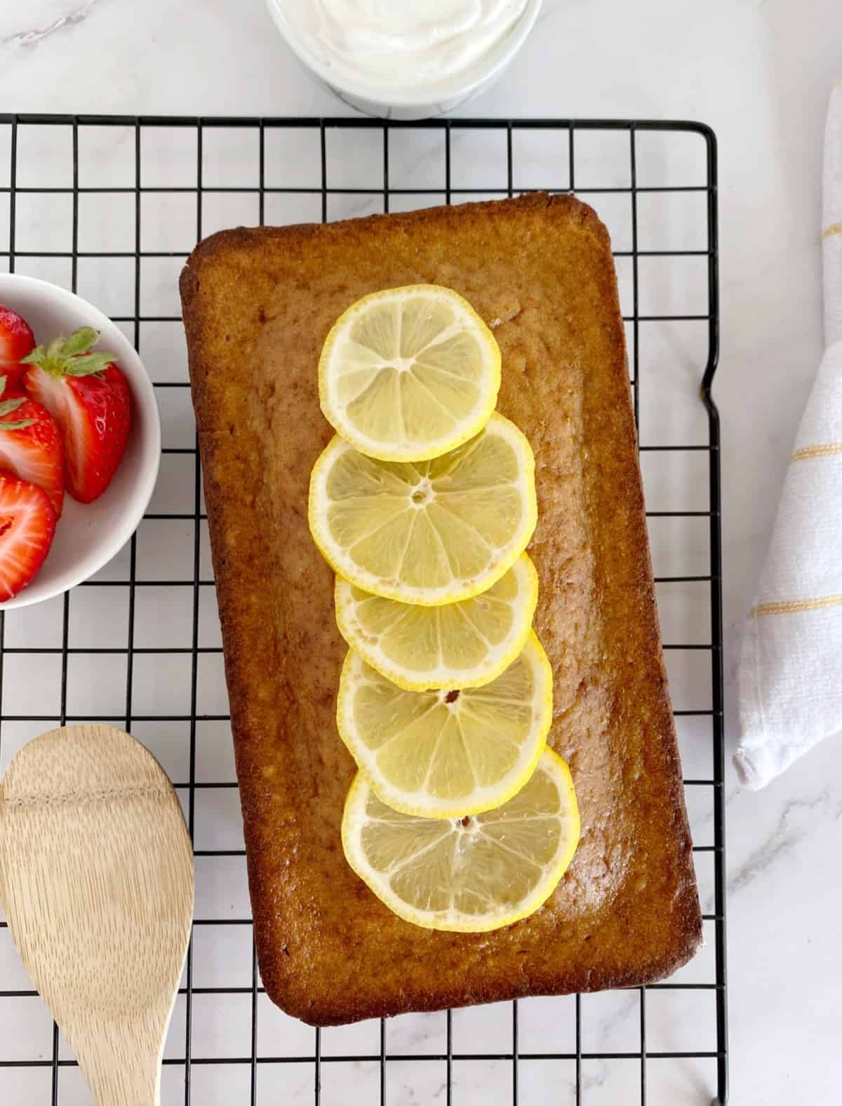 cake with lemon on top 