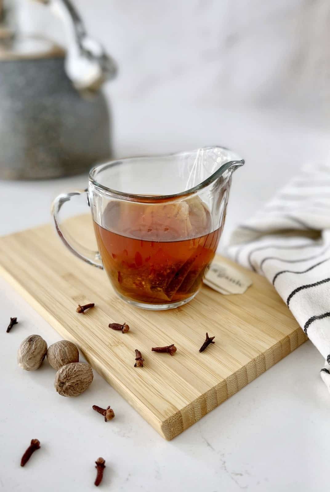 chai tea seeping in a cup