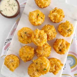 mac and cheese bites with a side of ranch