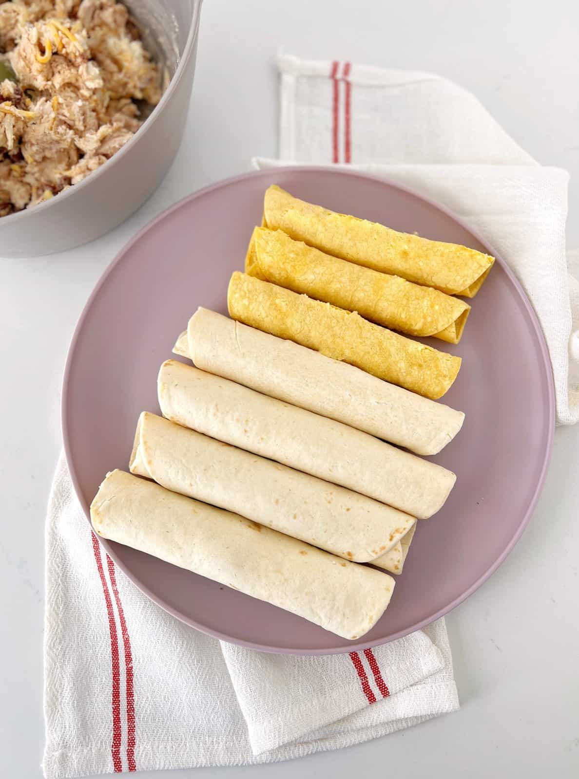 rolled flour and corn tortillas 