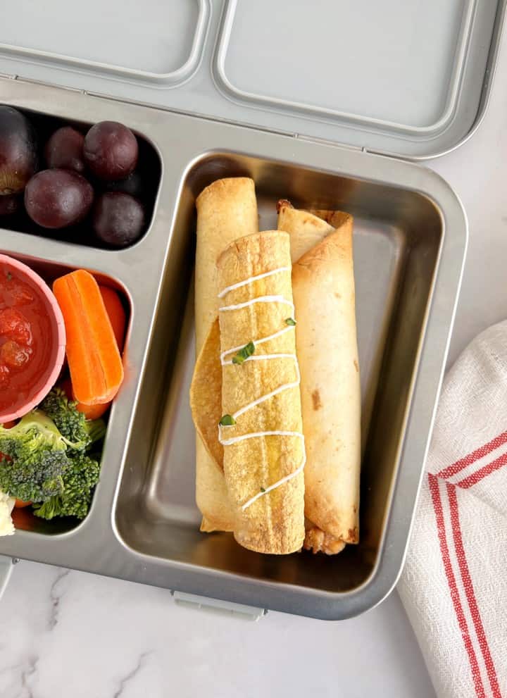 taquitos in a lunch box