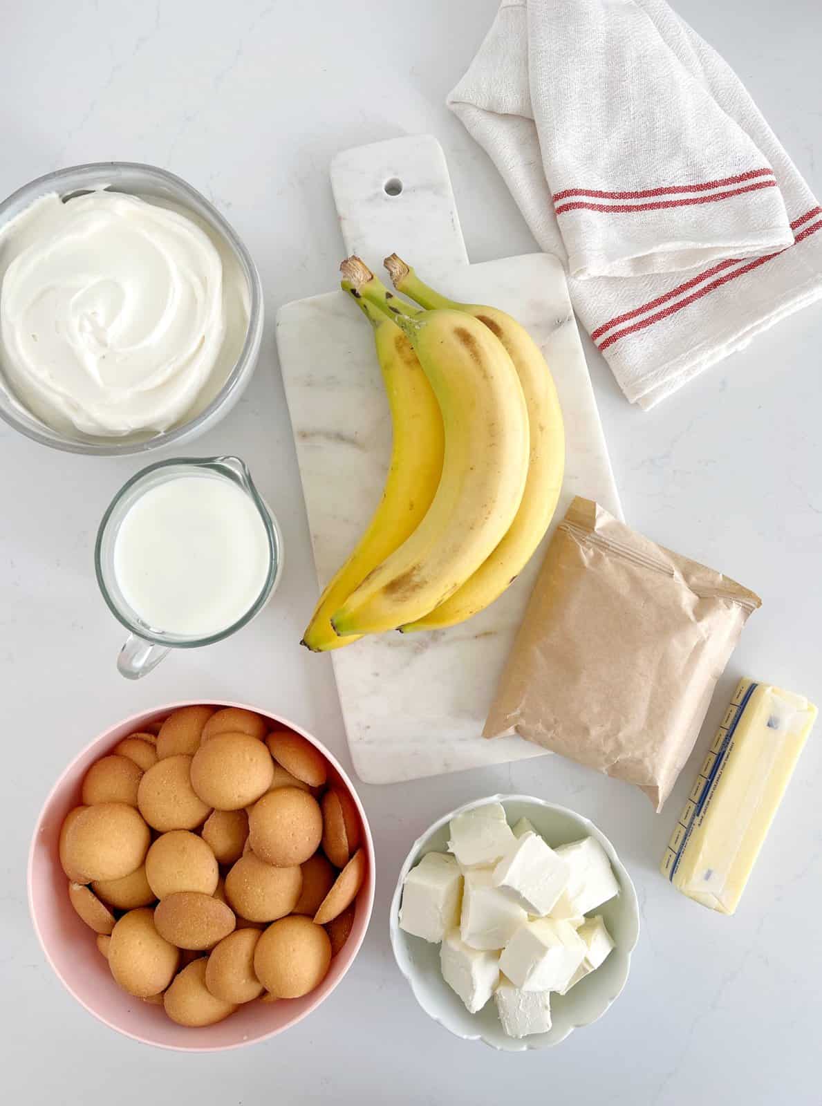 ingredients for banana cheesecake
