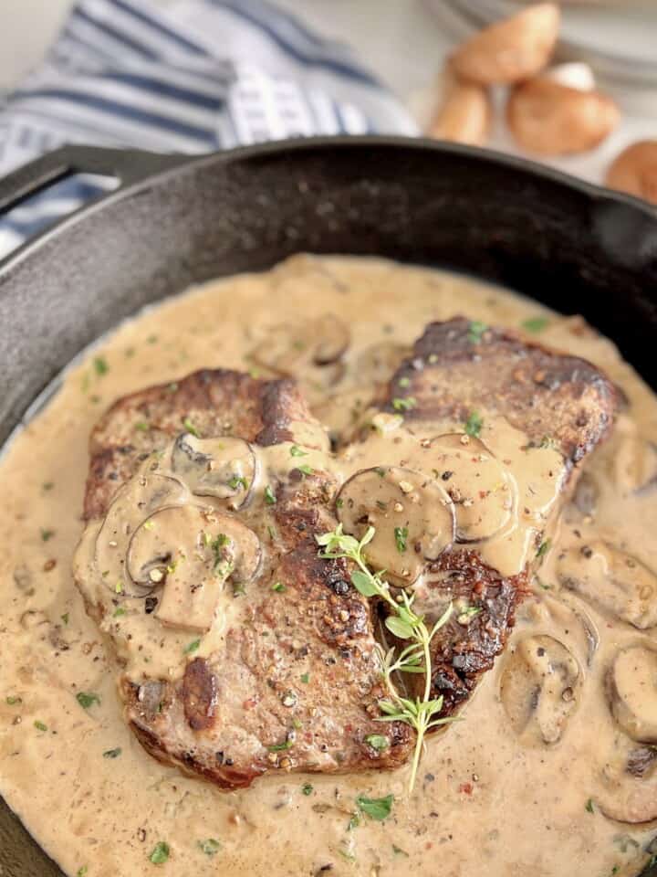 pan with mushroom sauce