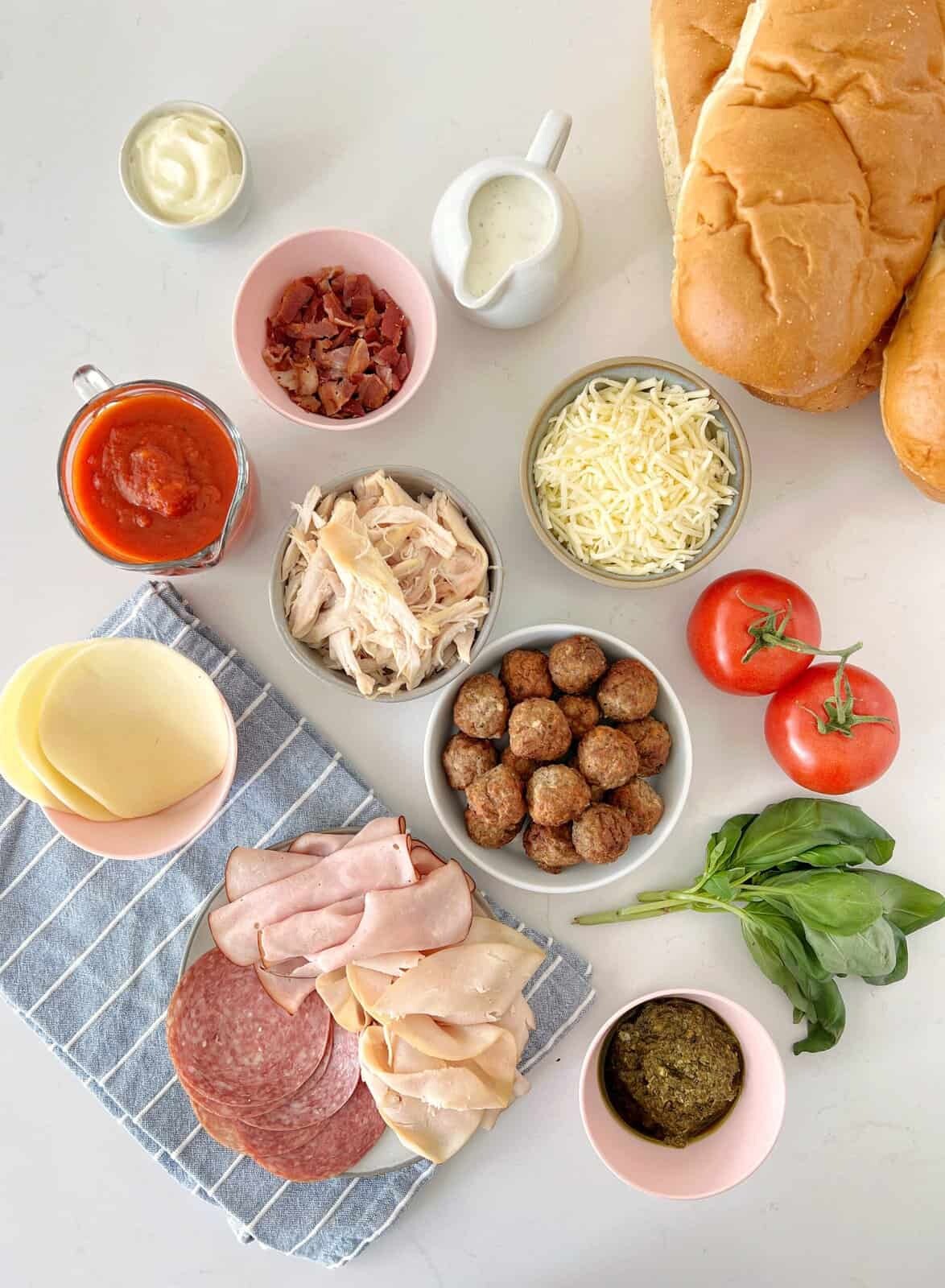 variety of ingredients for sandwiches