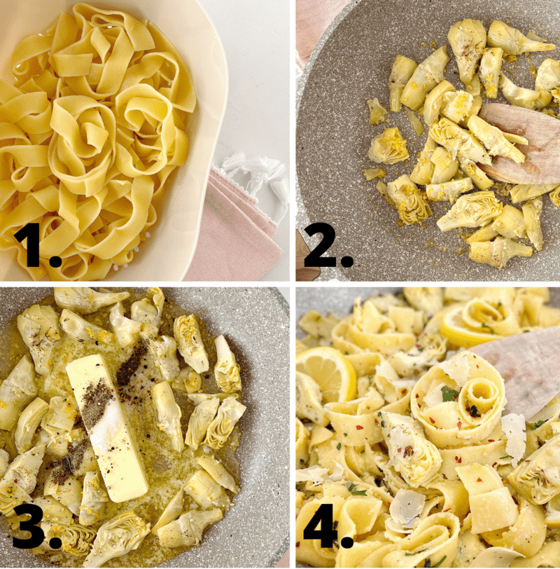 how to make lemon artichoke pasta diagram