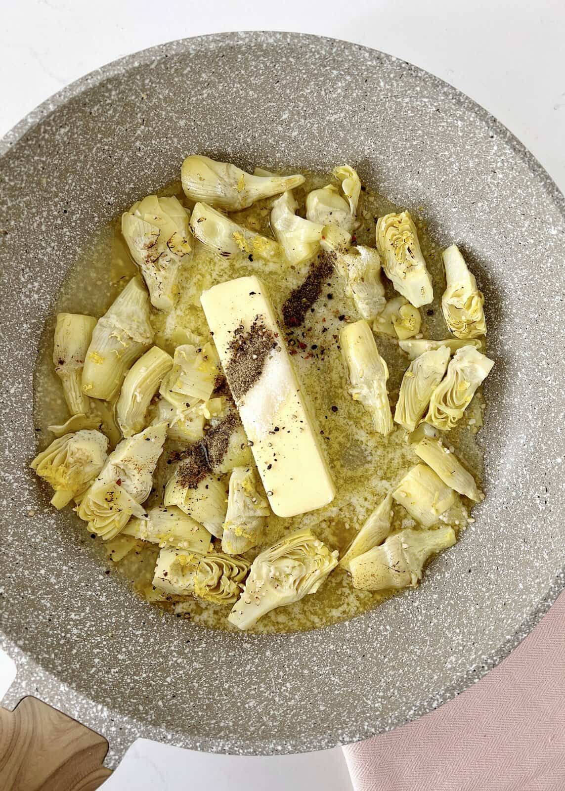 butter and lemon artichoke pasta 