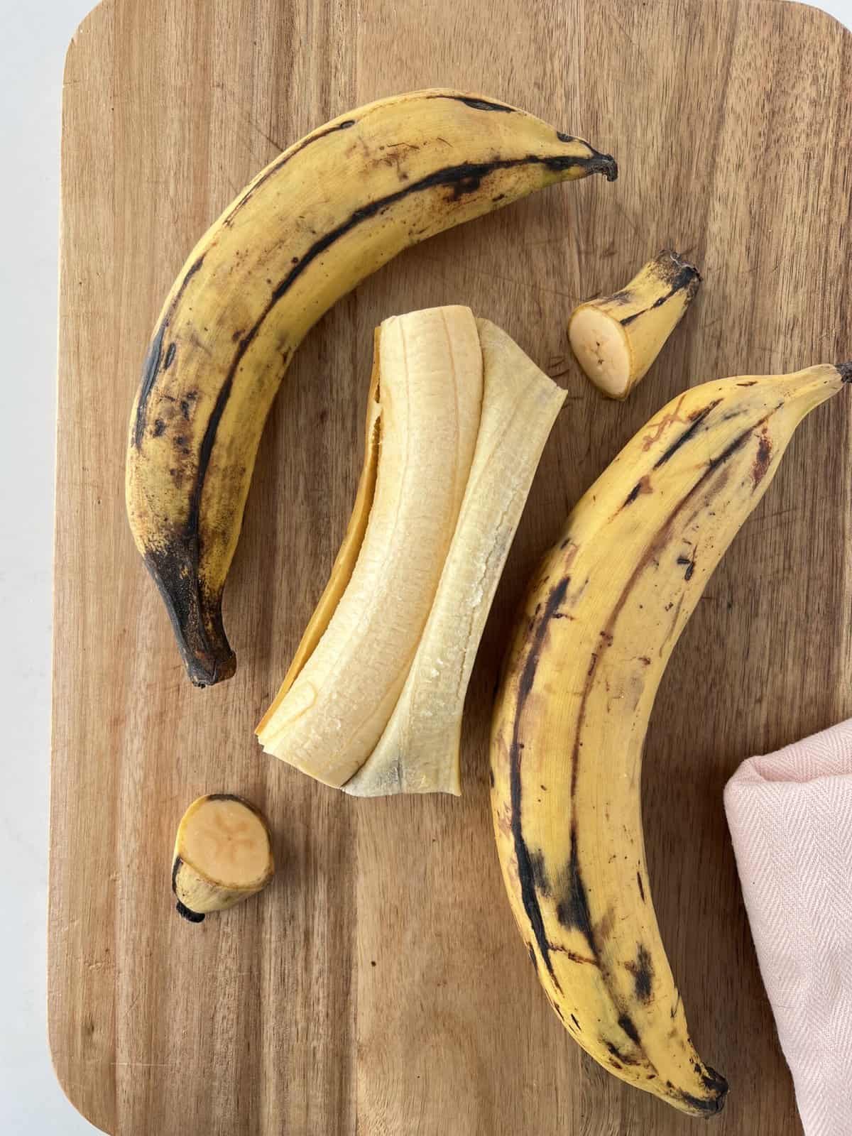 plantains with opened peel 