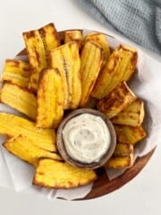 bowl of plantains with sauce