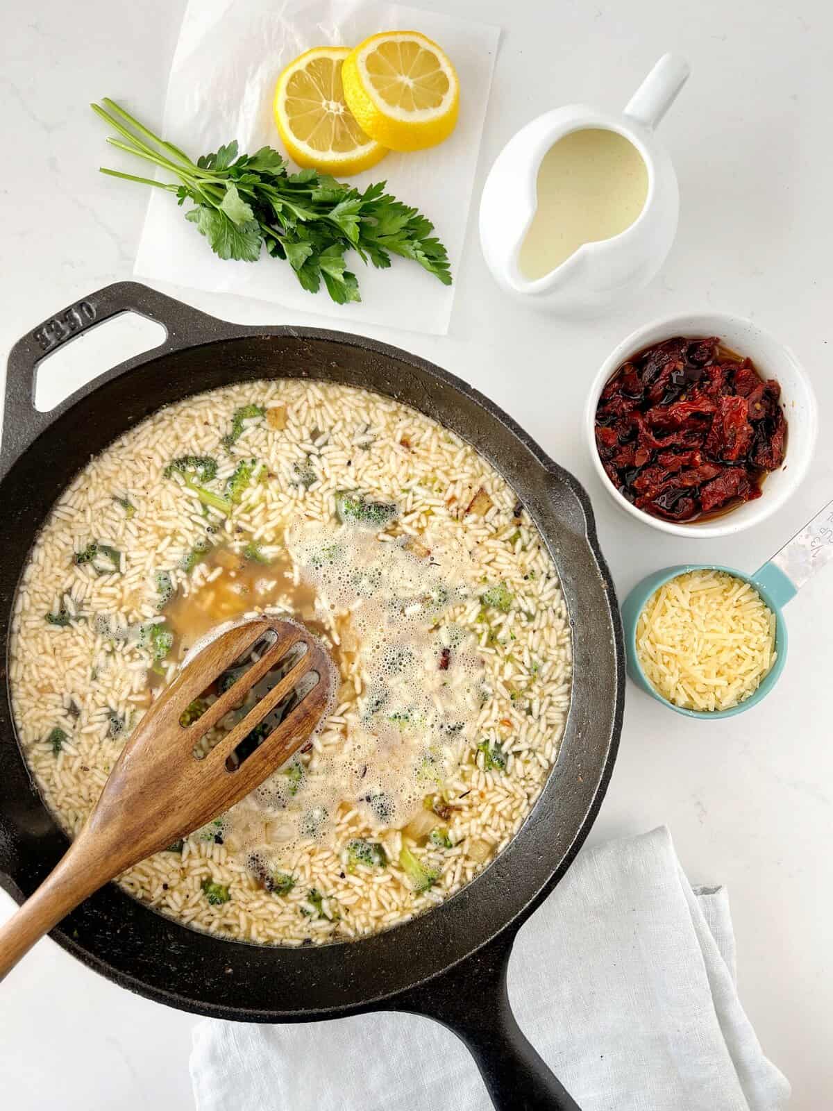 rice mixture in pan