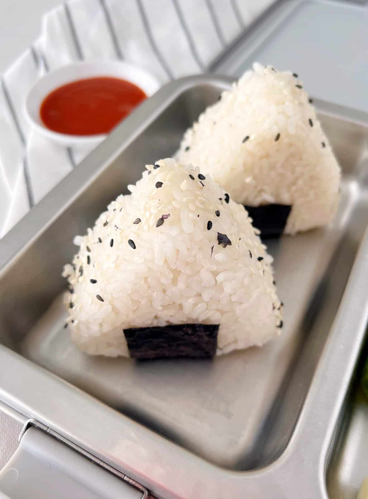 rice balls in a bento box 