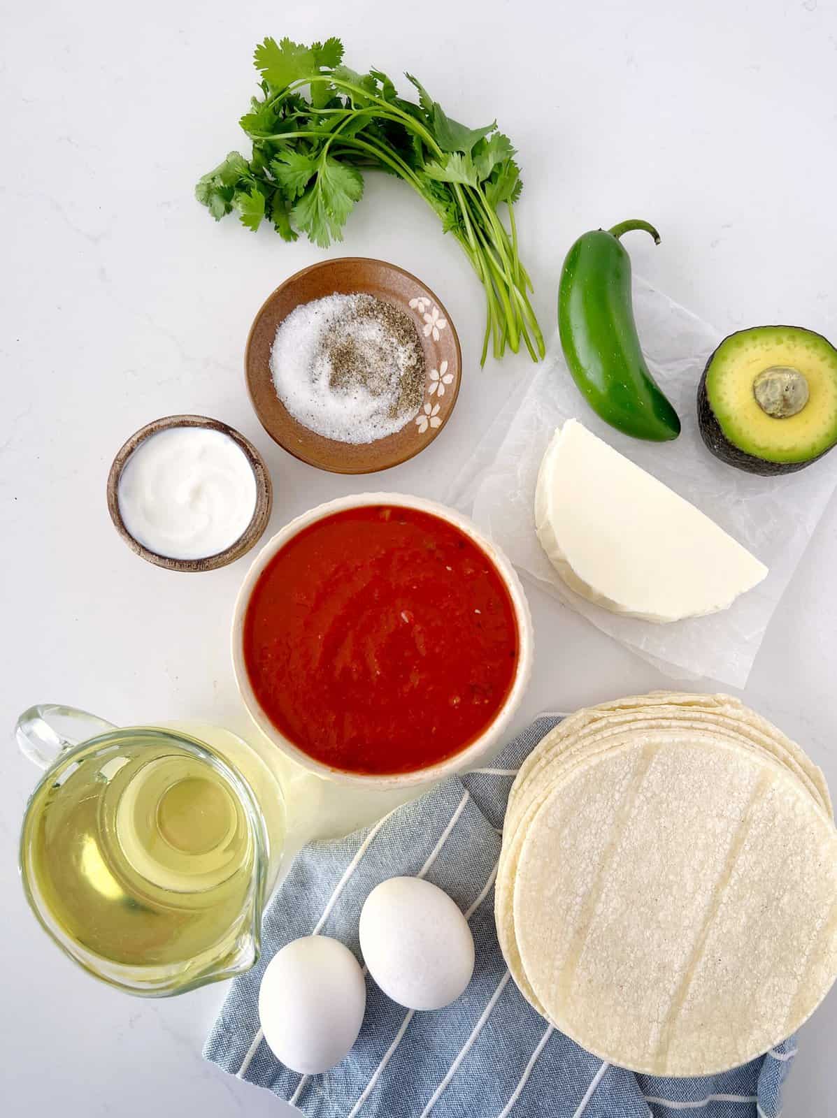 ingredients for mexican chilaquiles 