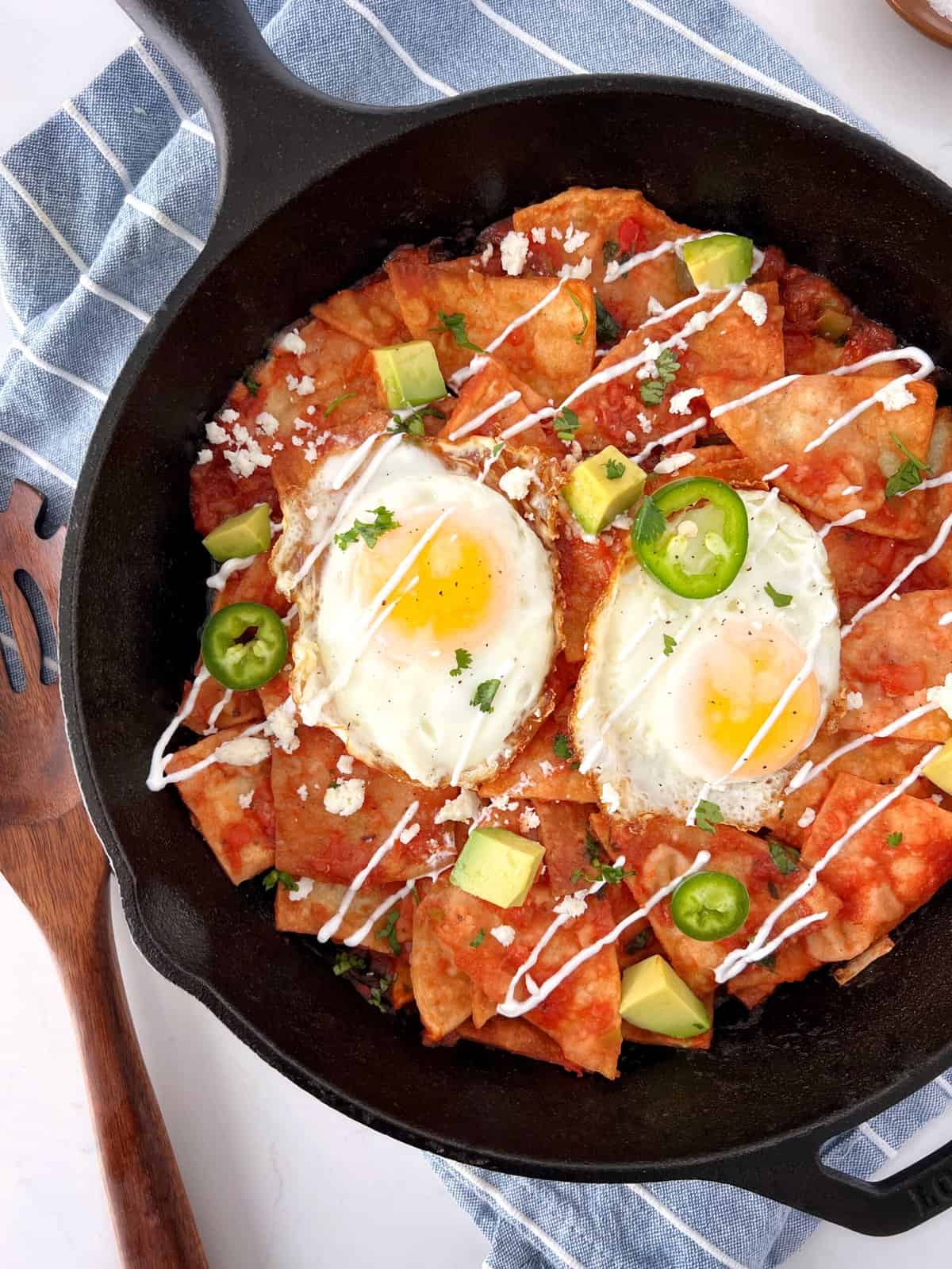 close up of mexican chilaquiles