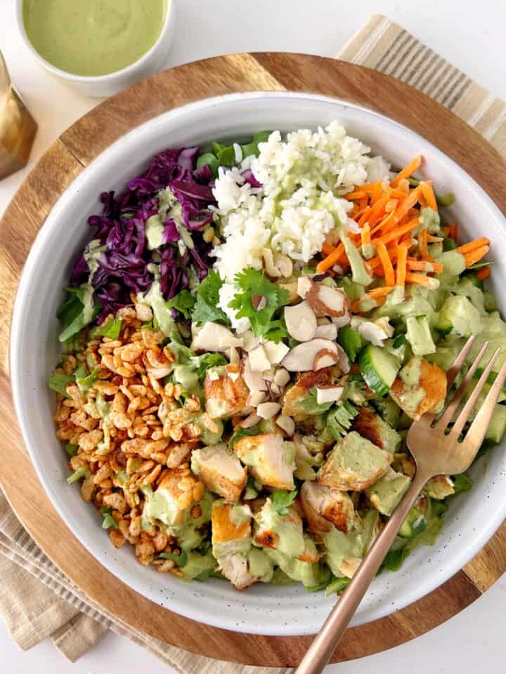 close up of salad with lime dressing