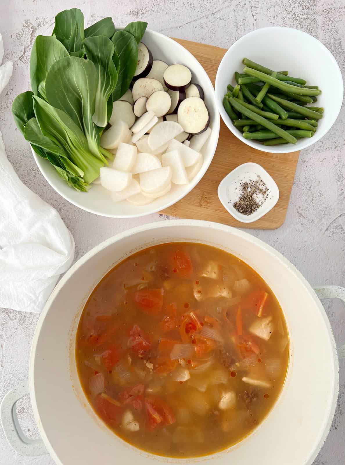 soup with vegetables on the side 