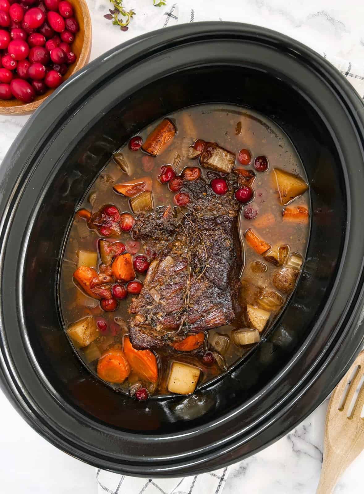 Cooked cranberry pot roast