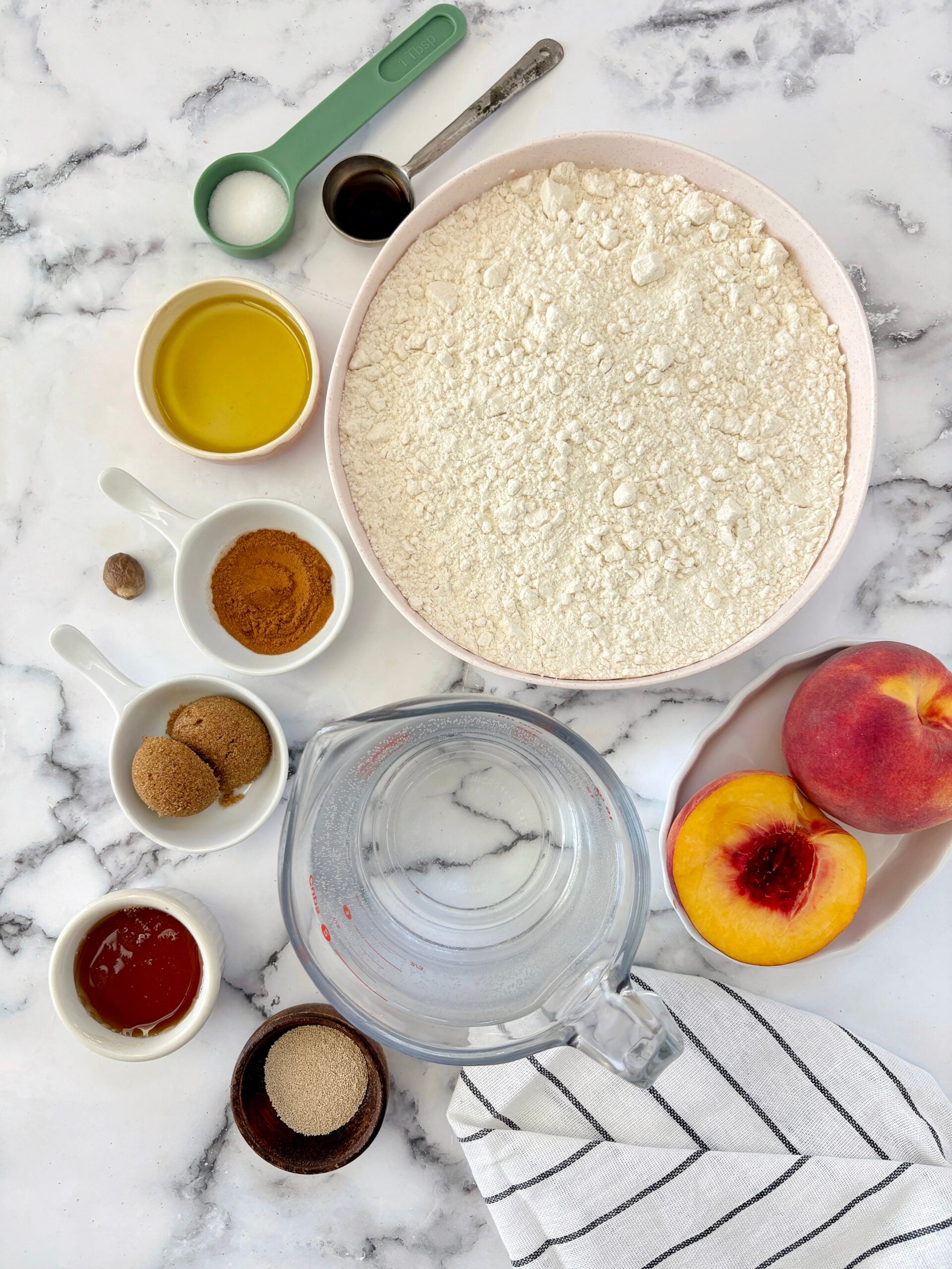 ingredients for peach focaccia